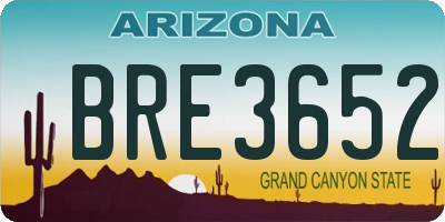 AZ license plate BRE3652