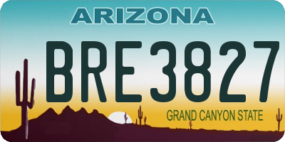 AZ license plate BRE3827