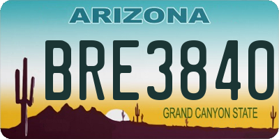 AZ license plate BRE3840