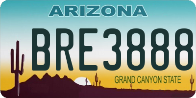 AZ license plate BRE3888