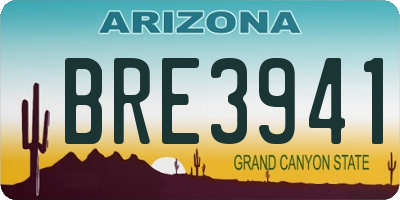 AZ license plate BRE3941