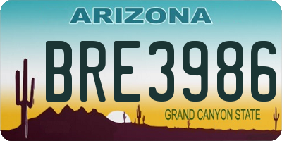 AZ license plate BRE3986