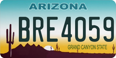 AZ license plate BRE4059