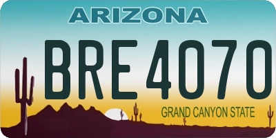 AZ license plate BRE4070