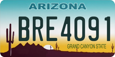AZ license plate BRE4091