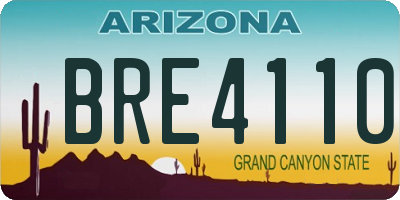AZ license plate BRE4110