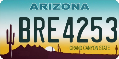 AZ license plate BRE4253