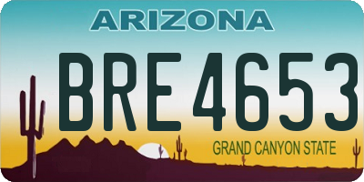AZ license plate BRE4653