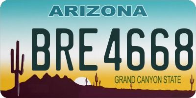 AZ license plate BRE4668
