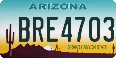 AZ license plate BRE4703