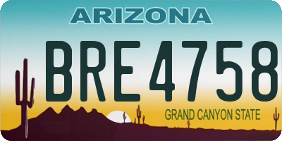 AZ license plate BRE4758