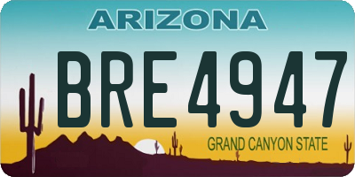 AZ license plate BRE4947