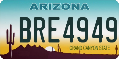 AZ license plate BRE4949