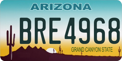 AZ license plate BRE4968