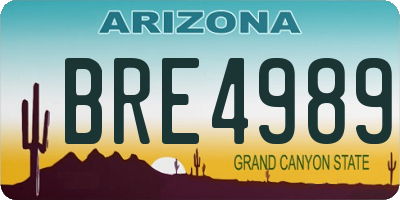 AZ license plate BRE4989