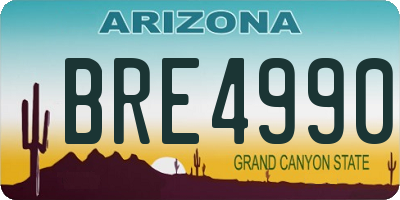 AZ license plate BRE4990