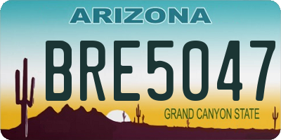 AZ license plate BRE5047