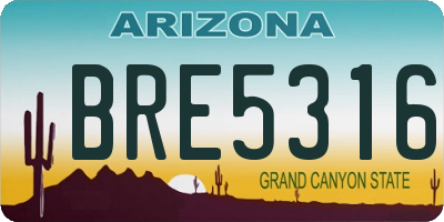AZ license plate BRE5316
