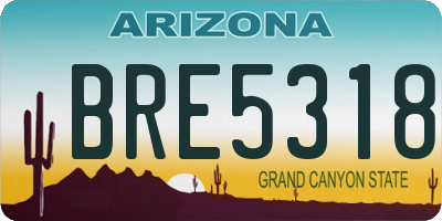 AZ license plate BRE5318