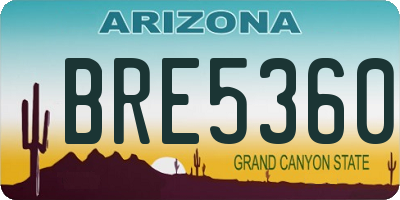 AZ license plate BRE5360