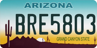 AZ license plate BRE5803