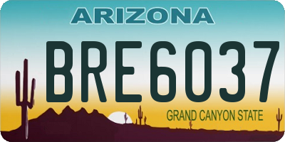 AZ license plate BRE6037