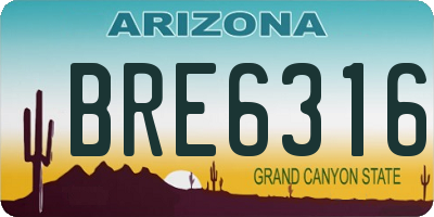 AZ license plate BRE6316