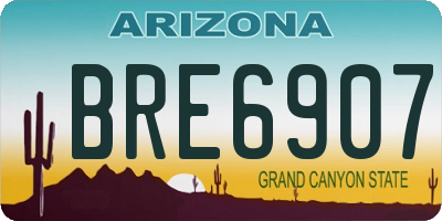 AZ license plate BRE6907