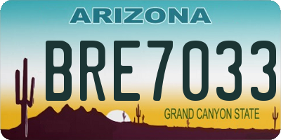 AZ license plate BRE7033