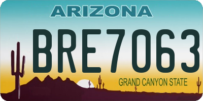AZ license plate BRE7063