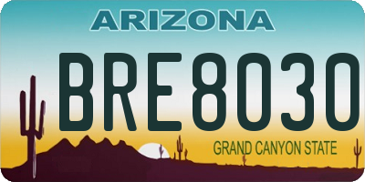 AZ license plate BRE8030