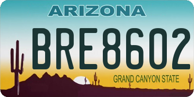 AZ license plate BRE8602