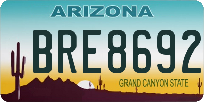 AZ license plate BRE8692