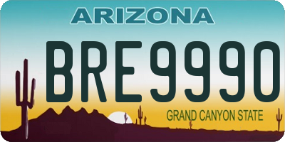 AZ license plate BRE9990