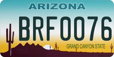 AZ license plate BRF0076