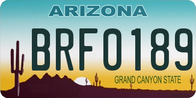 AZ license plate BRF0189