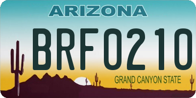 AZ license plate BRF0210
