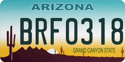 AZ license plate BRF0318