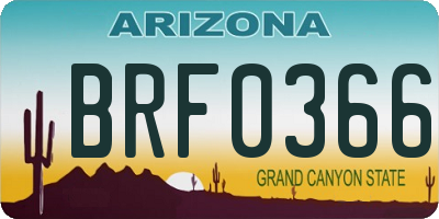 AZ license plate BRF0366