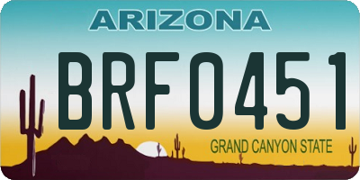 AZ license plate BRF0451