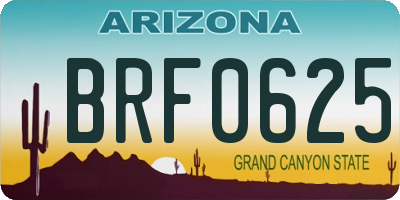 AZ license plate BRF0625