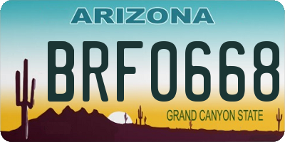 AZ license plate BRF0668