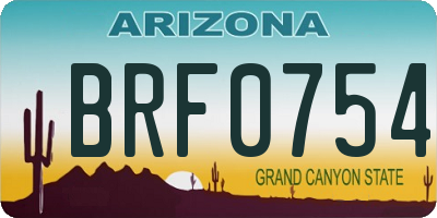 AZ license plate BRF0754