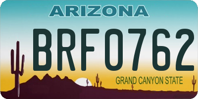 AZ license plate BRF0762