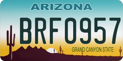 AZ license plate BRF0957