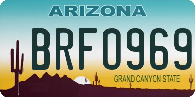 AZ license plate BRF0969