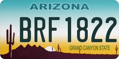 AZ license plate BRF1822
