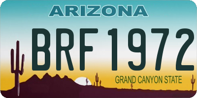 AZ license plate BRF1972