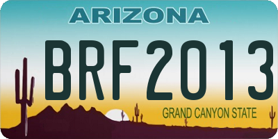 AZ license plate BRF2013