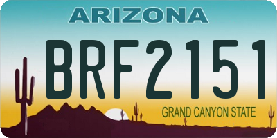 AZ license plate BRF2151